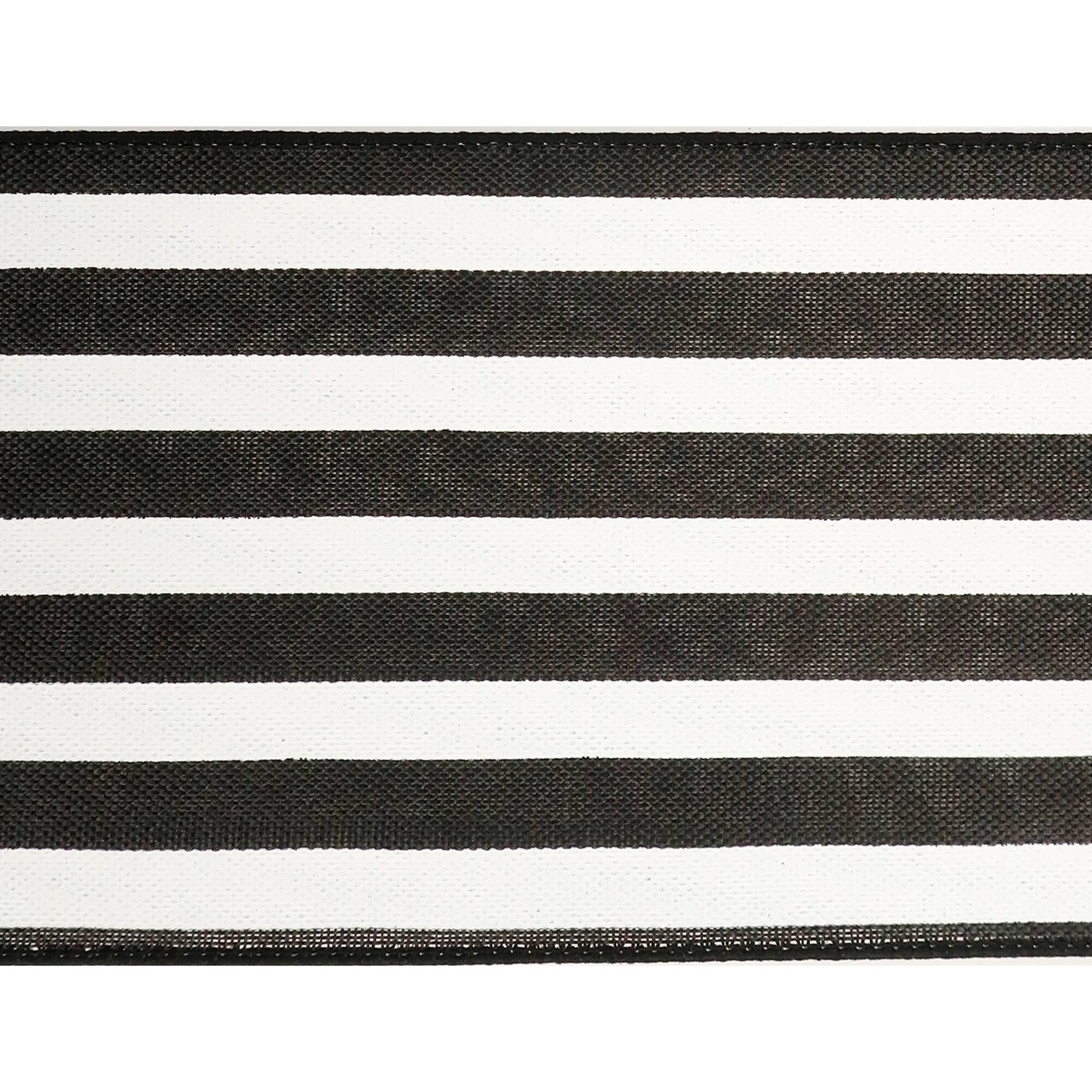 4" x 18ft. Faux Linen Wired Black & White Stripe Ribbon by Celebrate It™